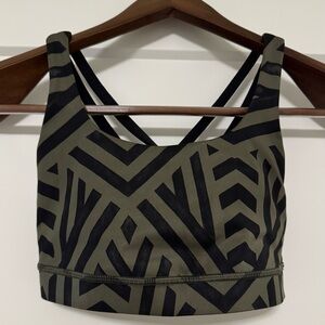 Lululemon Geometric Patterned Green and Black Sports Bra